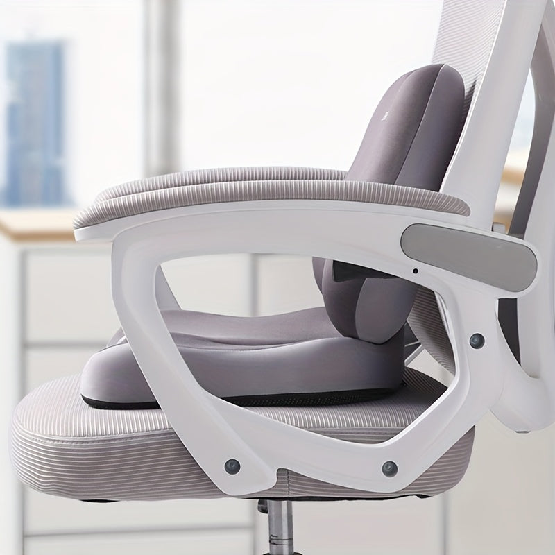 2pcs Ergonomic Office Chair Cushions with - Posture-Correcting Lumbar Support & Thickened Seat Pad, Breathable Grey Cushions for Office, Car, Wheelchair - Washable Covers for Home &, Ergonomic Chair, Durable Zipper Cover