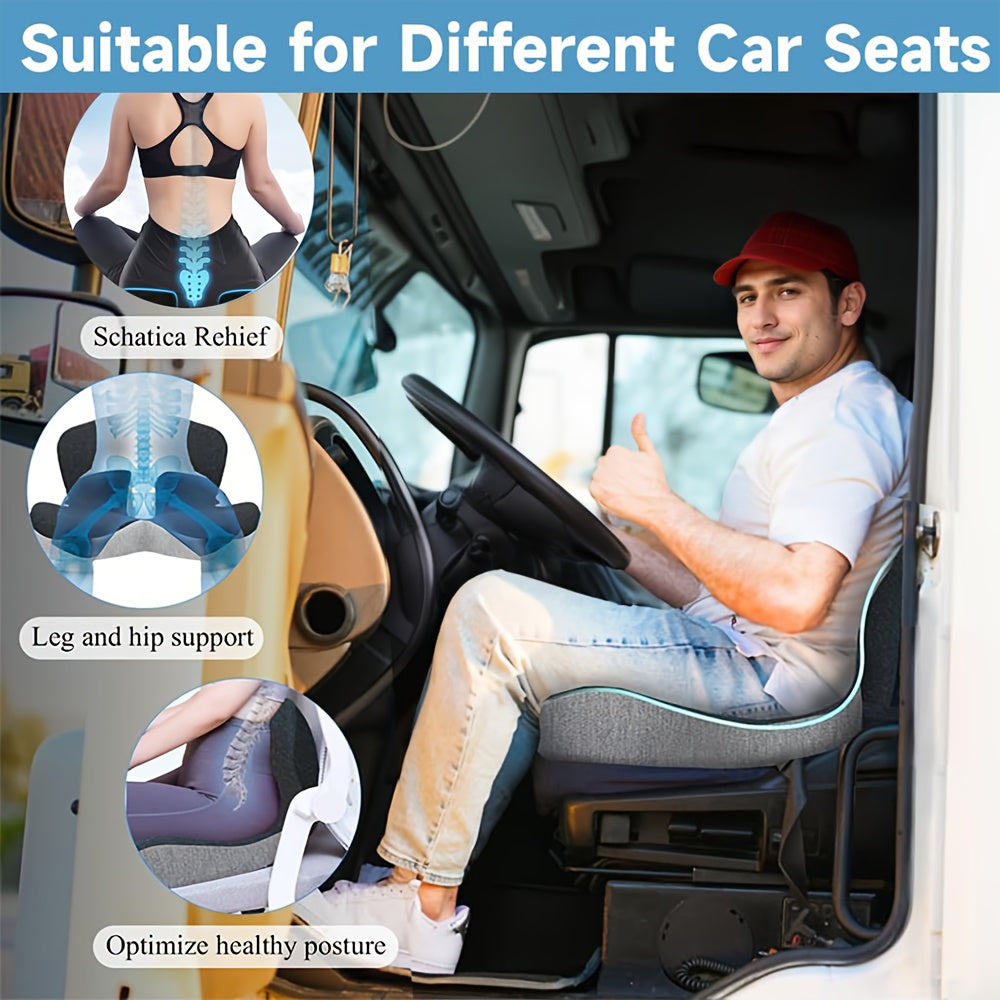 Ergonomic Seat Cushion with Backrest, Soft, Supportive and Washable, Breathable Polyester Fiber, Non-woven Fabric, Integrated Cushion for Hips and Waist, with Zipper Closure, Hand Wash Only, for Back Support, Office Chair, Car Driving, Desk Work