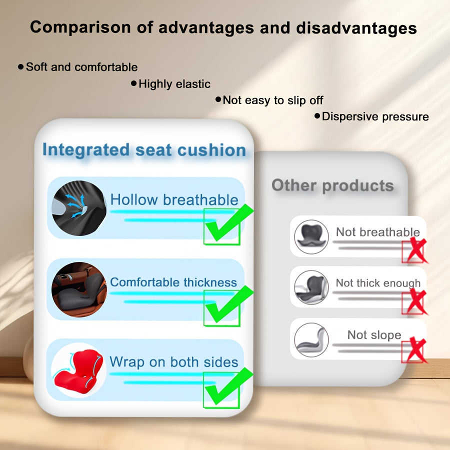 An -hemorrhoid Office Integrated Cushion, Enlarged And Lengthened, Detachable And Washable, Suitable for People Who Sit for A Long Time, A Great Gift for The Back-to-school Season, Christmas, Etc., Posture Correction, Lumbar Support Cushion, Supportive
