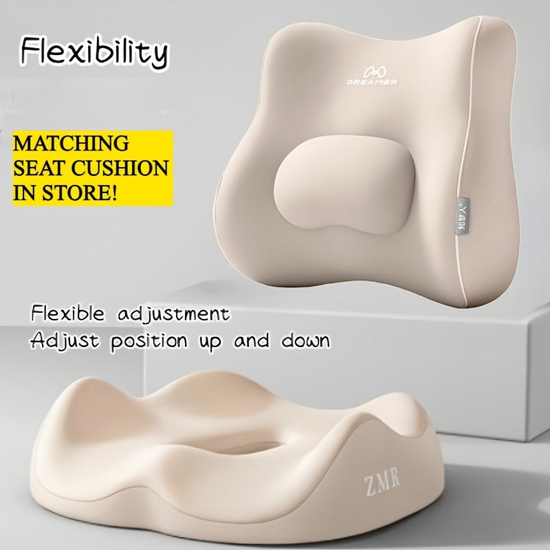 1pc ZMR All-in-one Deluxe Office & Study Lumbar Support Backrest, High Elasticity Memory Foam, Breathable & Comfortable, Ergonomic Design for Ergonomic Support, Relief from Back Pain, Ergonomic Seat Pad | Minimalist Backrest | Ergonomic Design