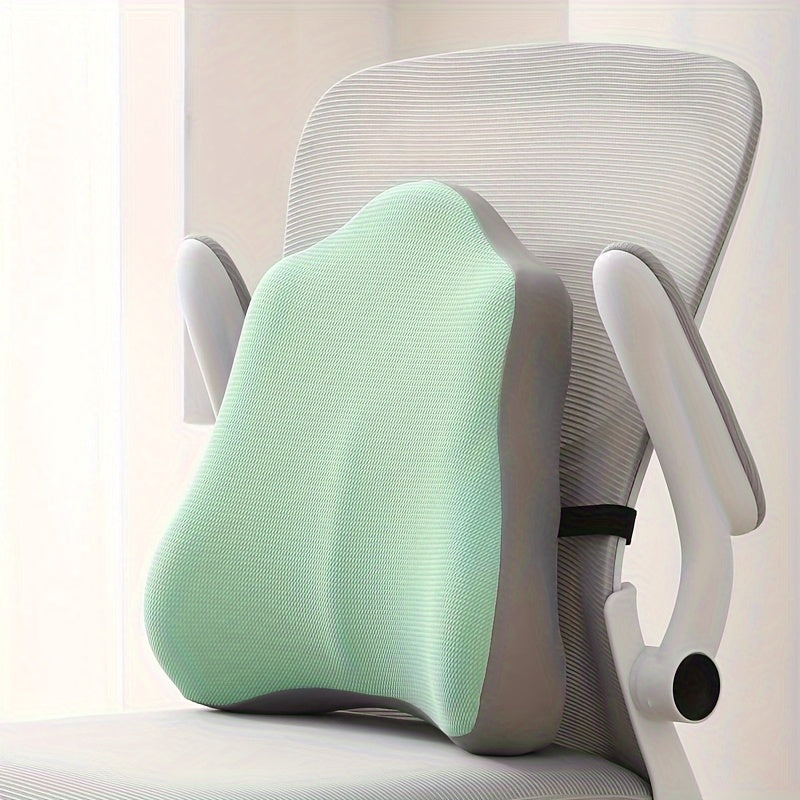 Contemporary Knit Fabric Memory Foam Lumbar Support Pillow for Office Chair and Car – Patchwork Space Theme, Fade Resistant, Zip Closure, Adult All-Season Back Support Cushion – Dry Clean Only