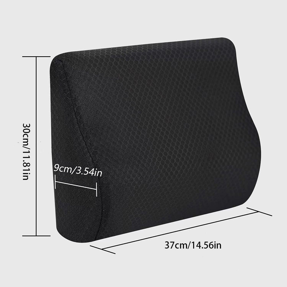 1pc Ergonomic Lumbar Support Cushion, Polyester Knit Fabric Chair Back Pillow, Machine Washable, Black, Chair Cushion Pad
