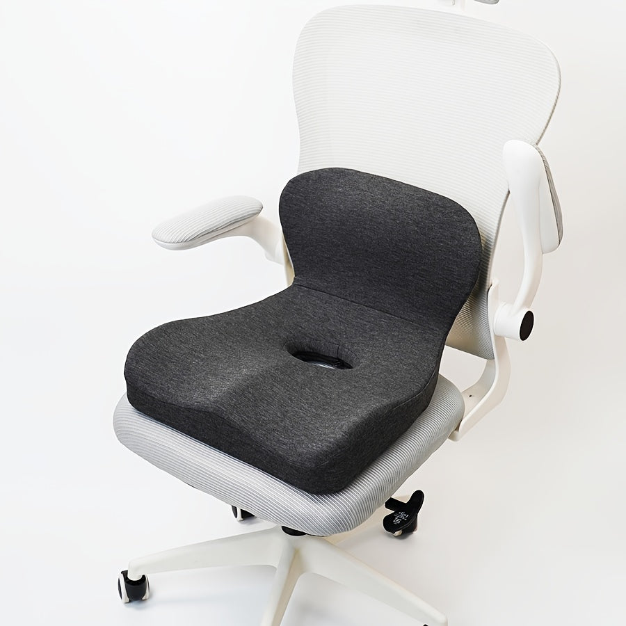 Ergonomic Office Chair Cushion with Hollow Back Support - Memory Foam Lumbar Pillow, Lightweight Non-Electric Cushion for Posture Correction, Compatible with Home & Professional Desk Chairs - Breathable Seat Pad, Contoured Design, Soft Cushioning, Remote