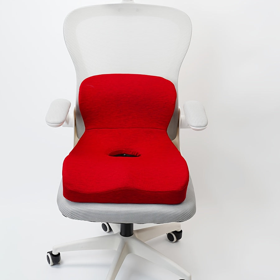 Ergonomic Office Chair Cushion with Hollow Back Support - Memory Foam Lumbar Pillow, Lightweight Non-Electric Cushion for Posture Correction, Compatible with Home & Professional Desk Chairs - Breathable Seat Pad, Contoured Design, Soft Cushioning, Remote