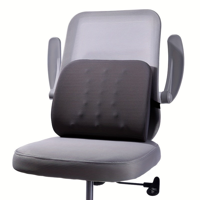 Ergonomic Memory Foam Lumbar Support Cushion for Office Chairs and Car Seats - Soft, Adjustable, Removable Cover, Grey/Pink/Green/Black, Knit Polyester Fabric, Lightweight & Compressible Design, Chair Cushion