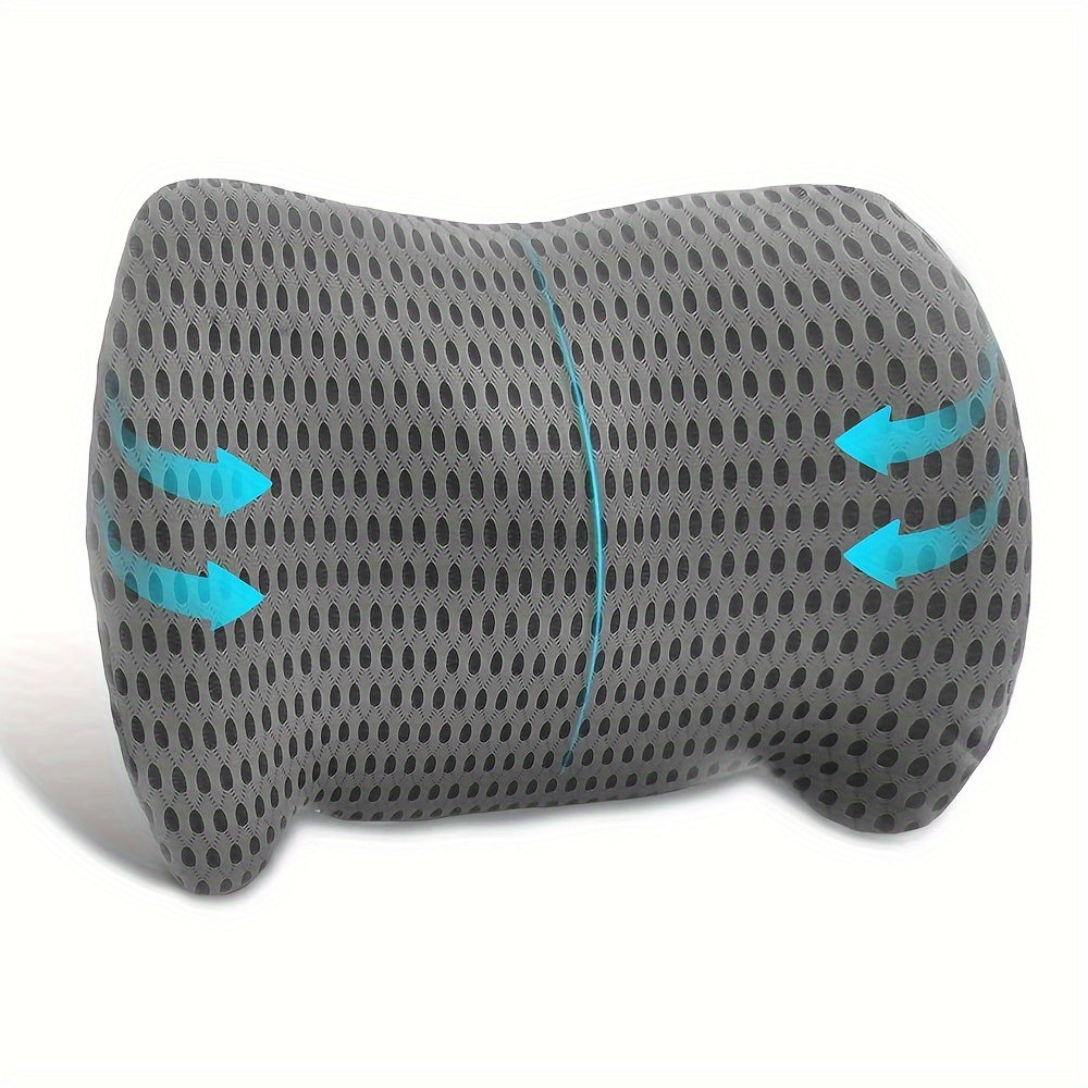 Ergonomic Lumbar Support Pillow - Memory Foam Back Cushion with Machine Washable Cover, Lightweight, Reversible, Medium Soft Firmness for Office Chair, Car Seat, Sofa, Gaming Chair - Non-Woven Fabric Liner, No Electricity Needed
