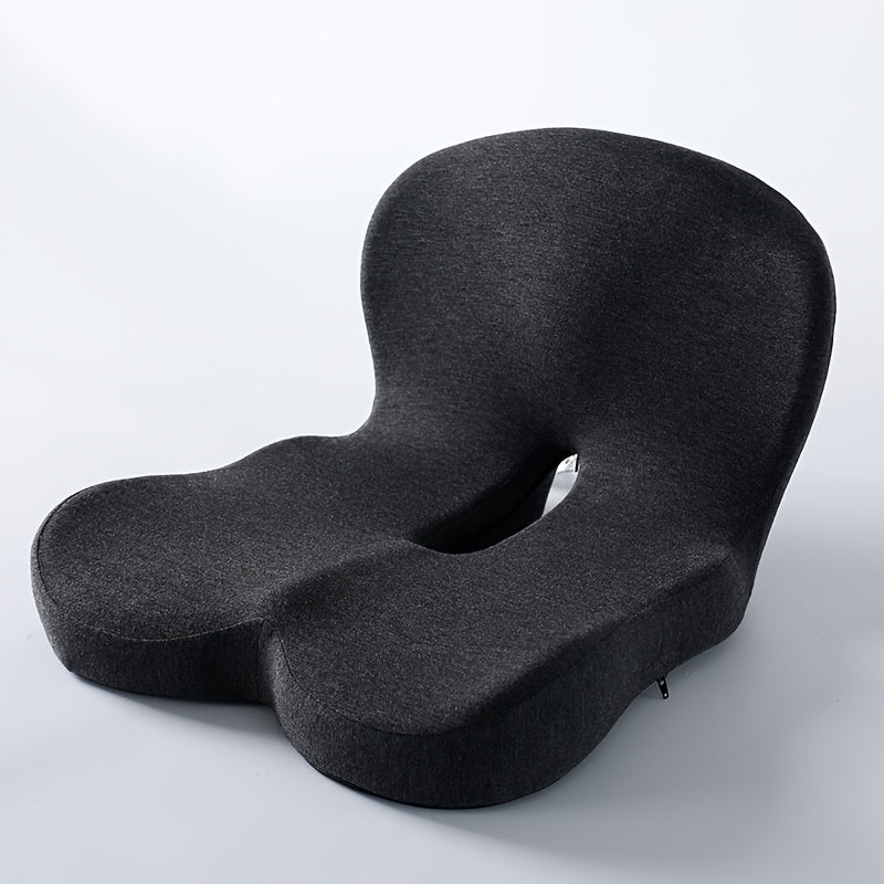 Ergonomic Seat Cushion with Backrest, Soft, Supportive and Washable, Breathable Polyester Fiber, Non-woven Fabric, Integrated Cushion for Hips and Waist, with Zipper Closure, Hand Wash Only, for Back Support, Office Chair, Car Driving, Desk Work