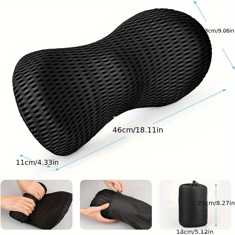1pc Lumbar Pillow - for Low Back Support, Black, 100% & 100% Polyester Cover, Perfect for Car Seats, Office Chairs, Leisure Chairs, and Beds