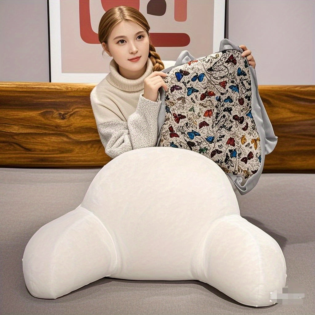 1pc Boho Style Butterfly-Patterned Lumbar Support Pillow - Multi-Color, Ergonomic Back Cushion for Sofa, Bed, and Office Rest, Hand Washable Polyester, All-Season Comfort with Zipper Closure, Decorative Backrest | Butterfly Pattern | Zippered Cover, Cute