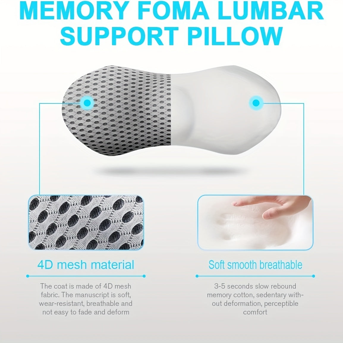 Ergonomic Lumbar Support Pillow for Office Chair - Posture-Correcting Lower Back Cushion with Spinal Alignment, Machine Washable Lumbar Pillow for Desk, Car, Home - No Power Needed, Ideal for Lower Back Relief & Long Hours Sitting, Backrest Pillow,