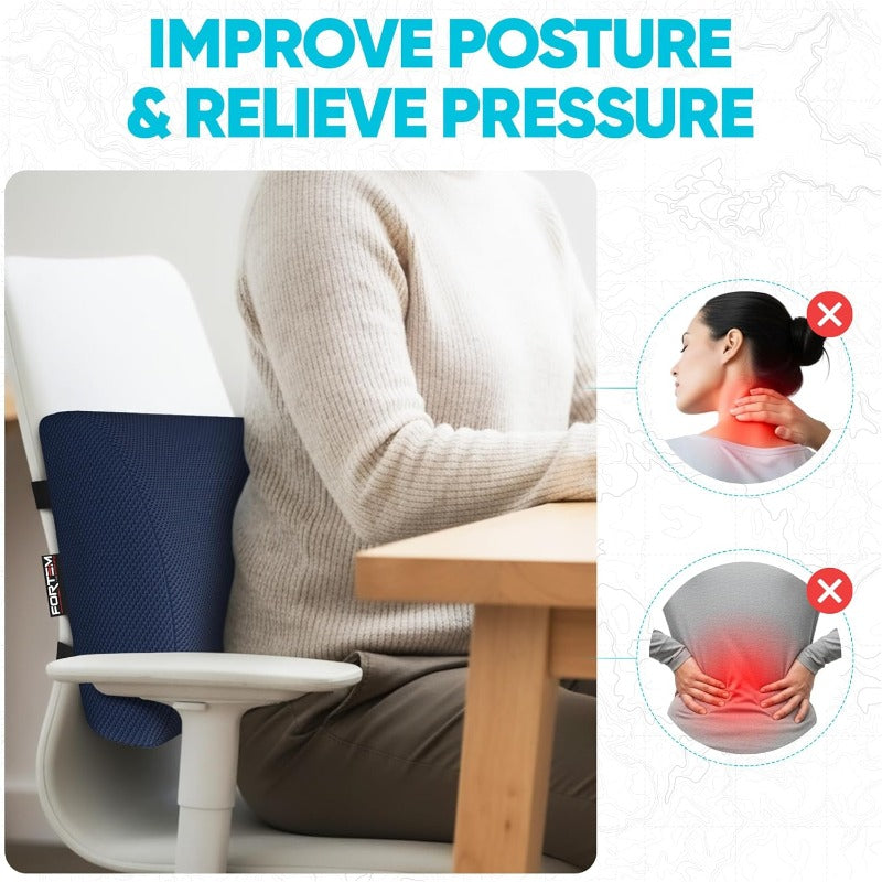 Lumbar Support Cushion Back Support for Office Chair and Car Seat Back Rest for Gaming Chair Memory Foam Pillow Desk Chair Cushion Breathable Washable Cover Adjustable Straps