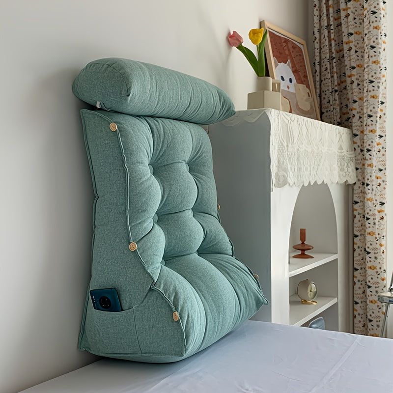 Ergonomic Arc Lumbar Support Pillow - Blue 100% Polyester Machine-Washable Cushion for Bed, Chair & Posture Correction, Multi-Use Home Office & Bedroom Back Relief