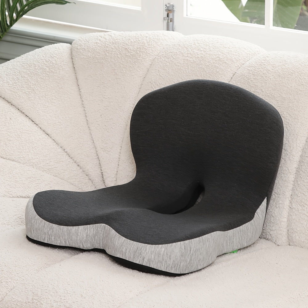 1pc Memory Foam Cushion Backrest Pad, Ergonomic Lumbar Support Cushion With Core - Posture-Correcting Backrest Pillow, Durable & Washable Cushion For Long Sitting, Driving And Desk Work