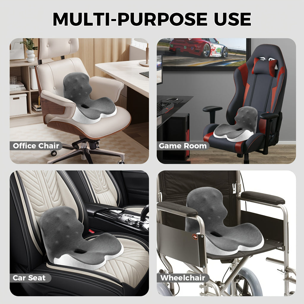 Memory Foam Seat Cushion, Office Chair Cushion With Lumbar Support Car Seat Cushion With 8 Back Massage Heads For Car, Truck, Desk, Gaming Chair