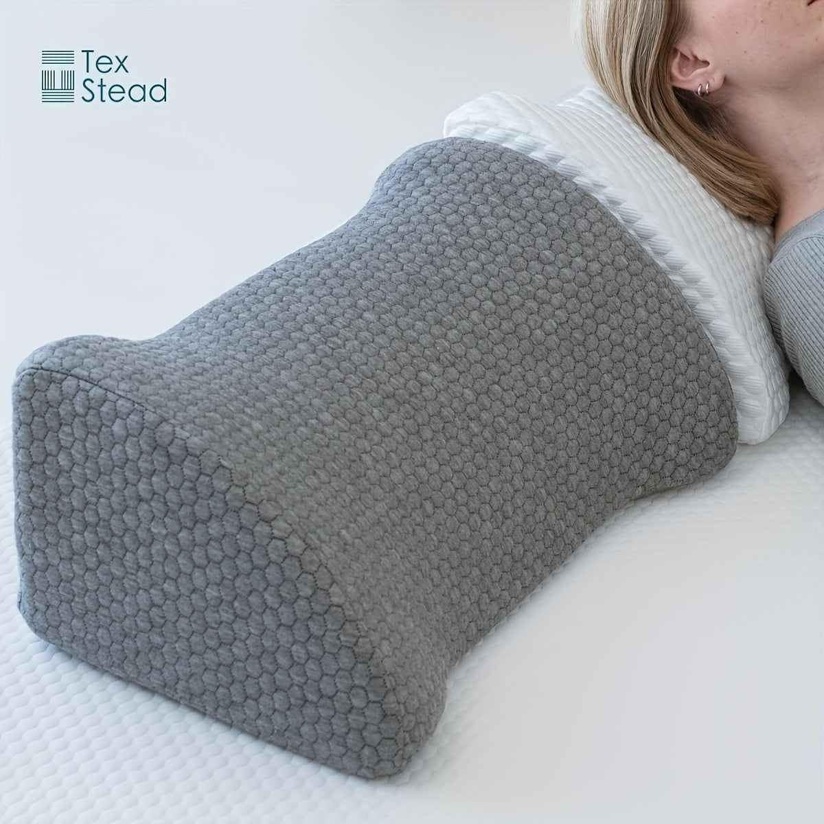 1pc TEXSTEAD Lumbar Support Pillow for Office Chair, Car, and Recliner - Charcoal Geometric Design, Washable Polyester Cover, All-Season Lower Back Pain Relief Cushion, Pain Relief Pillow | Geometric Pattern Pillow | Zipper Closure Pillow, Back Support