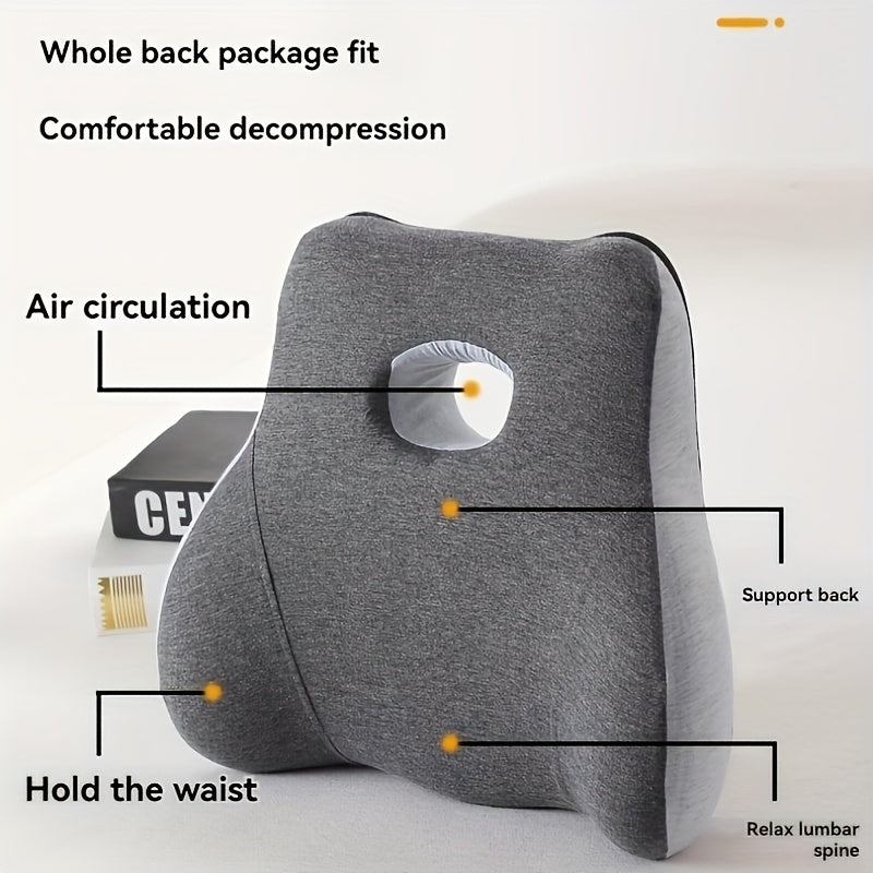 An Ergonomic Memory Foam Seat Cushion and Lumbar Support Pillow Set - Suitable for Office, Car Long Sitting - Slow Rebound, Waist Protection, Pregnant Women Can Use, Breathable Cover, All Seasons