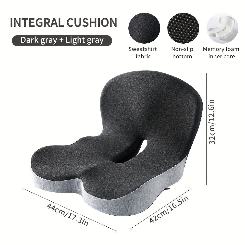 Ergonomic Seat Cushion with Backrest – Soft, Supportive, and Washable Office Chair Pad for Hip and Waist Comfort, Ideal for Long Sitting, Car Driving, and Desk Work, Modern Design, Breathable Polyester Fabric, Integrated Cushion for Hips and Waist