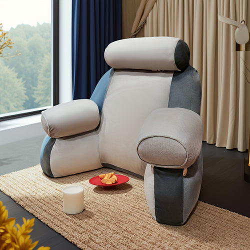 1pc Extra Tall Lumbar Support Cushion - with Removable Cover, for Sofa, Bed, Office Chair - Posture-Correcting Back Pillow with Zipper Closure - Home & Workspace Ergonomic Seat Cushion, Cushion for Sitting, Reading Companion, Modern Geometric Pattern,