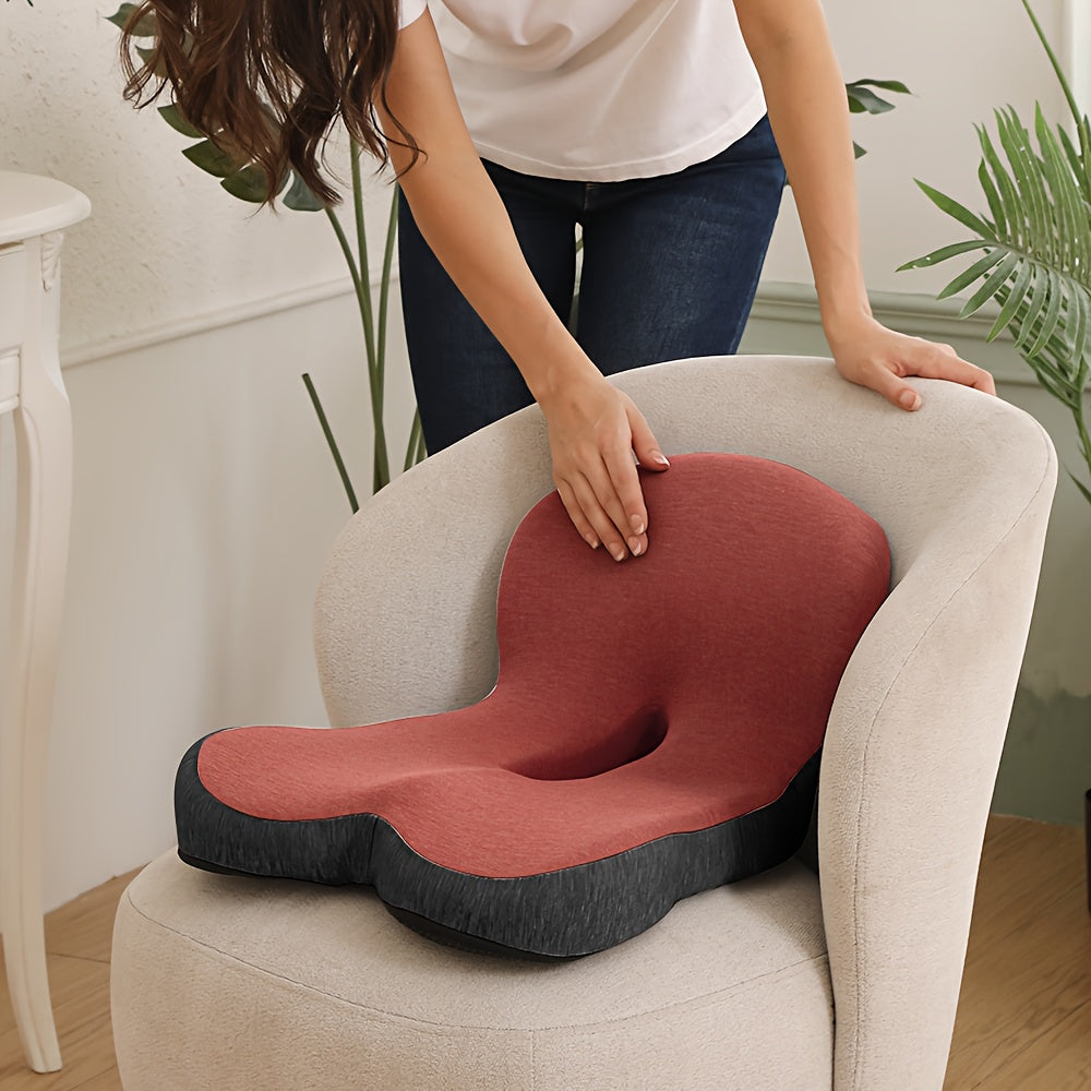 1pc Memory Foam Cushion Backrest Pad, Ergonomic Lumbar Support Cushion With Core - Posture-Correcting Backrest Pillow, Durable & Washable Cushion For Long Sitting, Driving And Desk Work