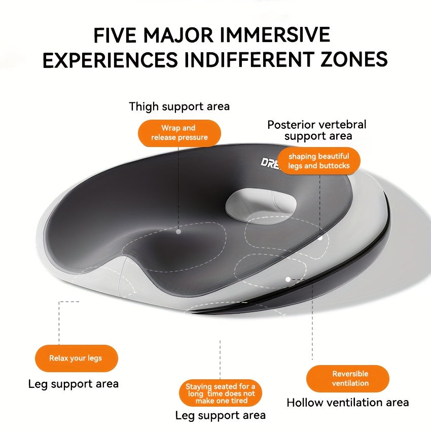 Ergonomic Memory Foam Seat Cushion - Tailbone Support Lumbar Pillow for Office, Car, Wheelchair - Medium Soft Pressure Relief, Machine Washable, Gray, Ergonomic Seat Cushion, Vehicle Comfort, Modern Design, Comfortable Design