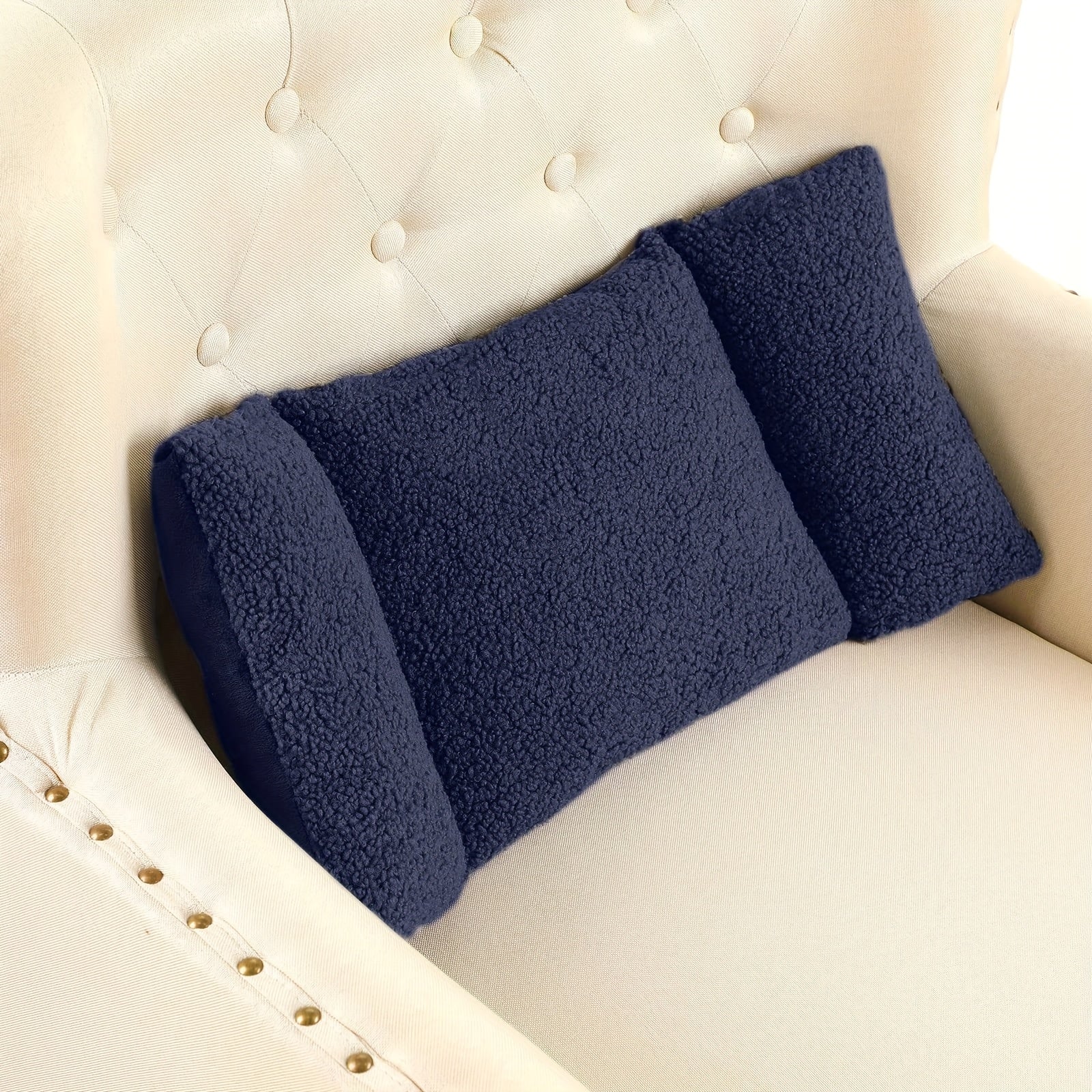 3-Section Lumbar Support Pillow for Office Chairs and Sofas - Soft Polyester Backrest Cushion with Ties, Hand Wash Only, Grey, Comfortable 3-Stage Adjustable Back Support for Home or Office Use, Back Support Pillow for Sitting
