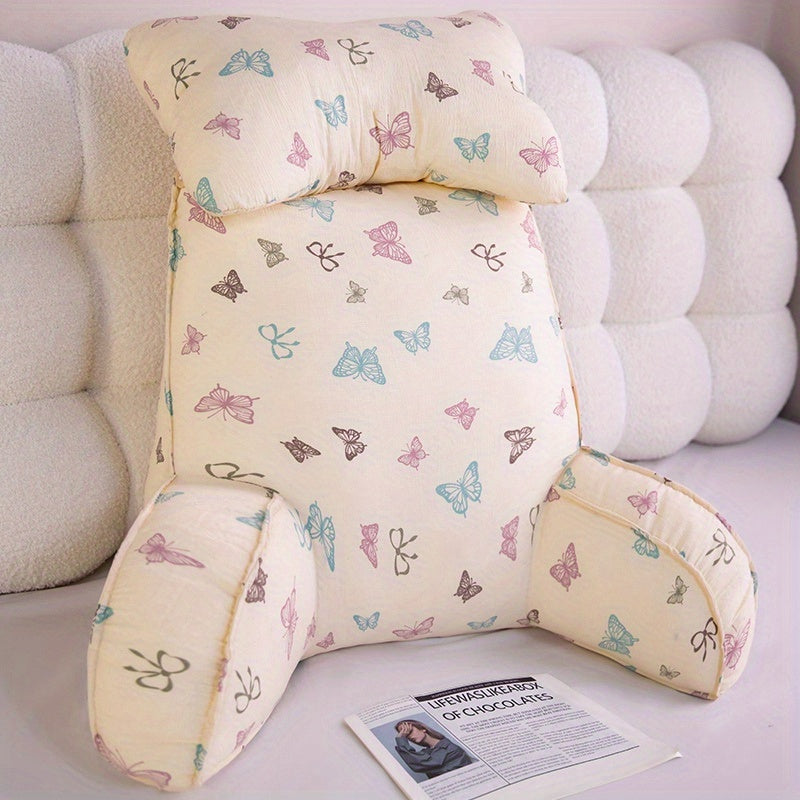 Oversized Soft Lumbar Support Cushion - Tall Backrest for Bed, Couch, Office Seat, Dorm Room, Comfortable Back Support with Plush Fur Pillows