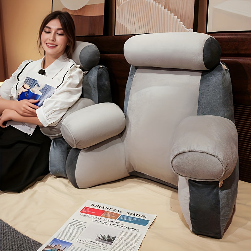 1pc Extra Tall Lumbar Support Cushion - with Removable Cover, for Sofa, Bed, Office Chair - Posture-Correcting Back Pillow with Zipper Closure - Home & Workspace Ergonomic Seat Cushion, Cushion for Sitting, Reading Companion, Modern Geometric Pattern,