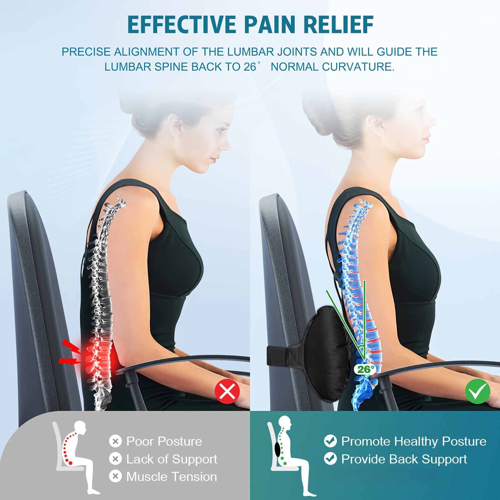 1pc Inflatable Lumbar Support Pillow for Airplane Travel, Car & Office Chair - Ergonomic Posture Corrector with Adjustable Straps, Breathable Mesh Design, Hand Wash Only, Improves Sitting Posture & Comfort, Inflatable Travel Pillow, Airplane Comfort