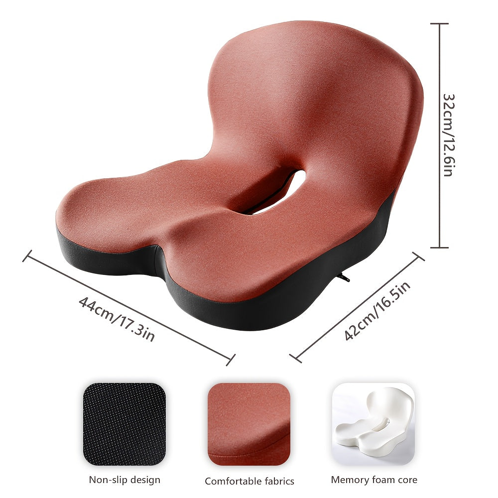 1pc Memory Foam Cushion Backrest Pad, Ergonomic Lumbar Support Cushion With Core - Posture-Correcting Backrest Pillow, Durable & Washable Cushion For Long Sitting, Driving And Desk Work