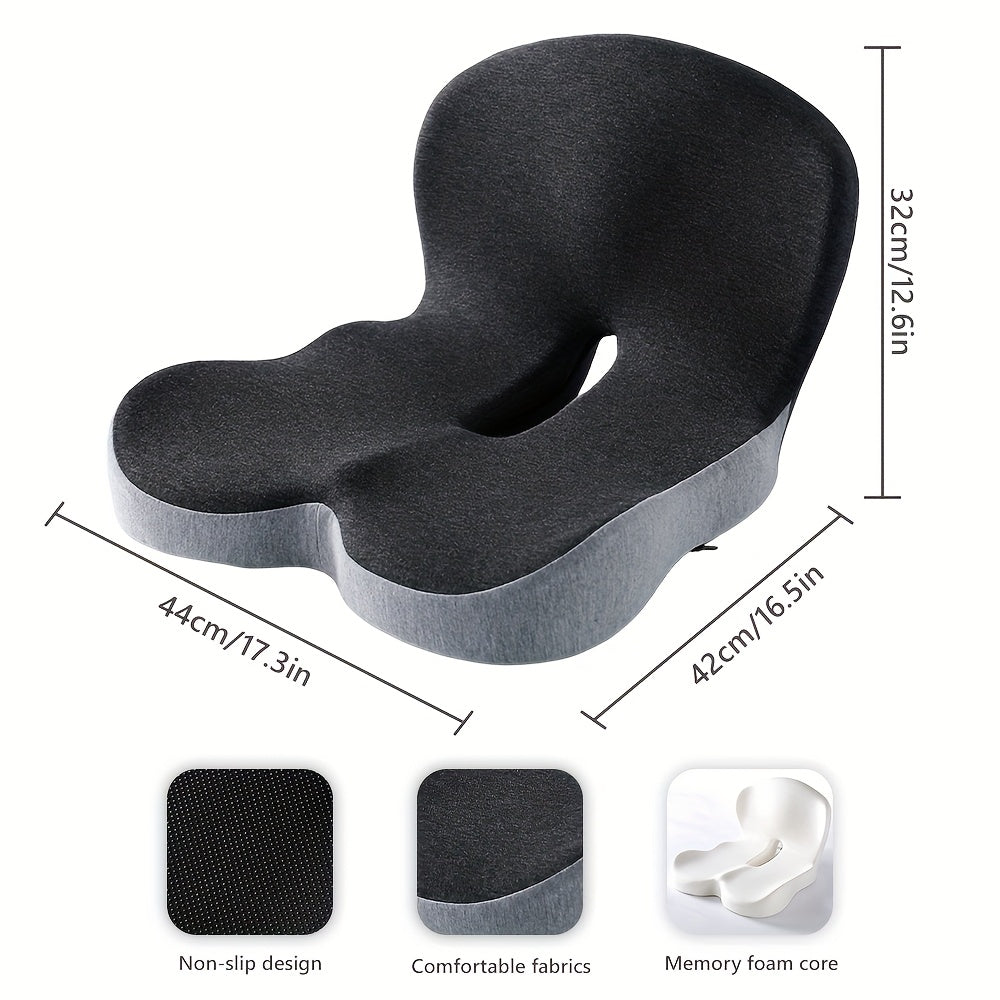 1pc Memory Foam Cushion Backrest Pad, Ergonomic Lumbar Support Cushion With Core - Posture-Correcting Backrest Pillow, Durable & Washable Cushion For Long Sitting, Driving And Desk Work