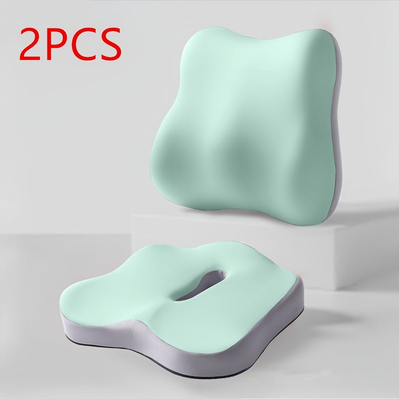 2pcs Ergonomic Office Chair Cushions with - Posture-Correcting Lumbar Support & Thickened Seat Pad, Breathable Grey Cushions for Office, Car, Wheelchair - Washable Covers for Home &, Ergonomic Chair, Durable Zipper Cover