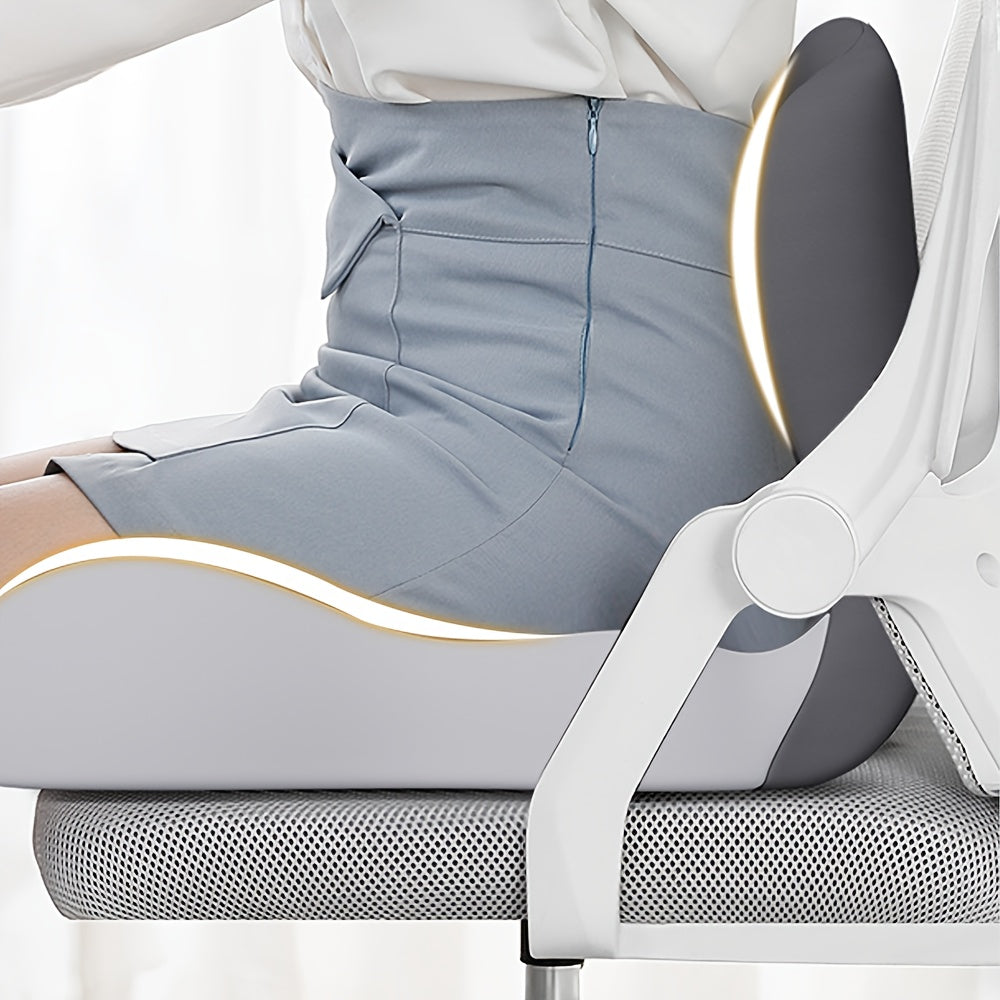 Ergonomic Seat Cushion with Backrest, Soft, Supportive and Washable, Breathable Polyester Fiber, Non-woven Fabric, Integrated Cushion for Hips and Waist, with Zipper Closure, Hand Wash Only, for Back Support, Office Chair, Car Driving, Desk Work