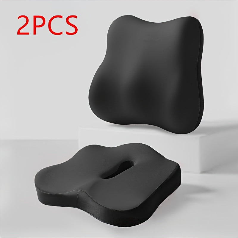 2pcs Ergonomic Office Chair Cushions with - Posture-Correcting Lumbar Support & Thickened Seat Pad, Breathable Grey Cushions for Office, Car, Wheelchair - Washable Covers for Home &, Ergonomic Chair, Durable Zipper Cover