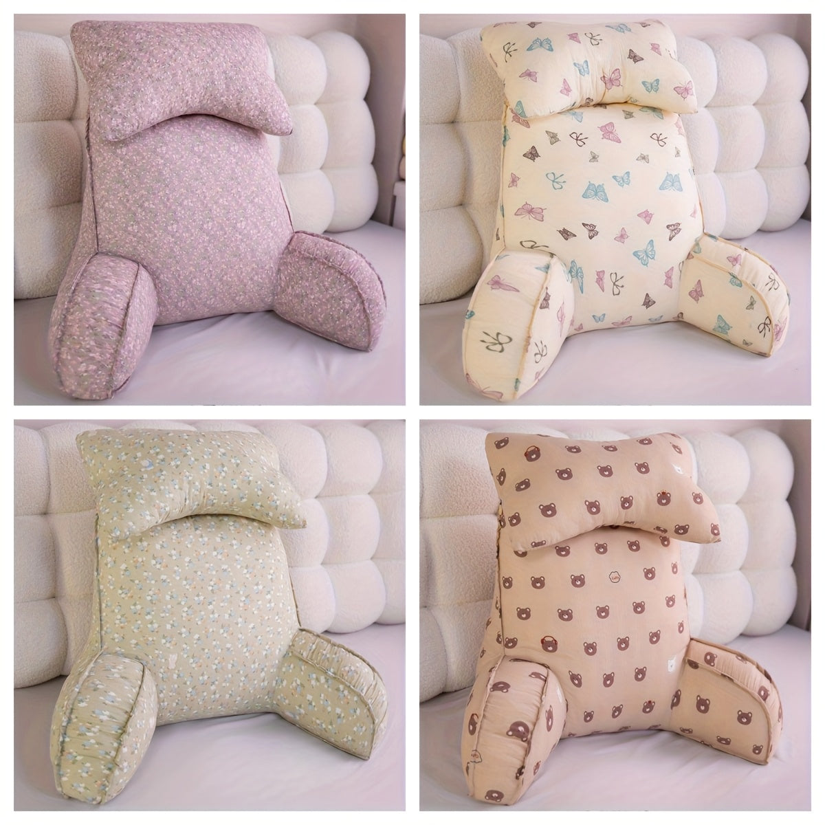 Oversized Soft Lumbar Support Cushion - Tall Backrest for Bed, Couch, Office Seat, Dorm Room, Comfortable Back Support with Plush Fur Pillows