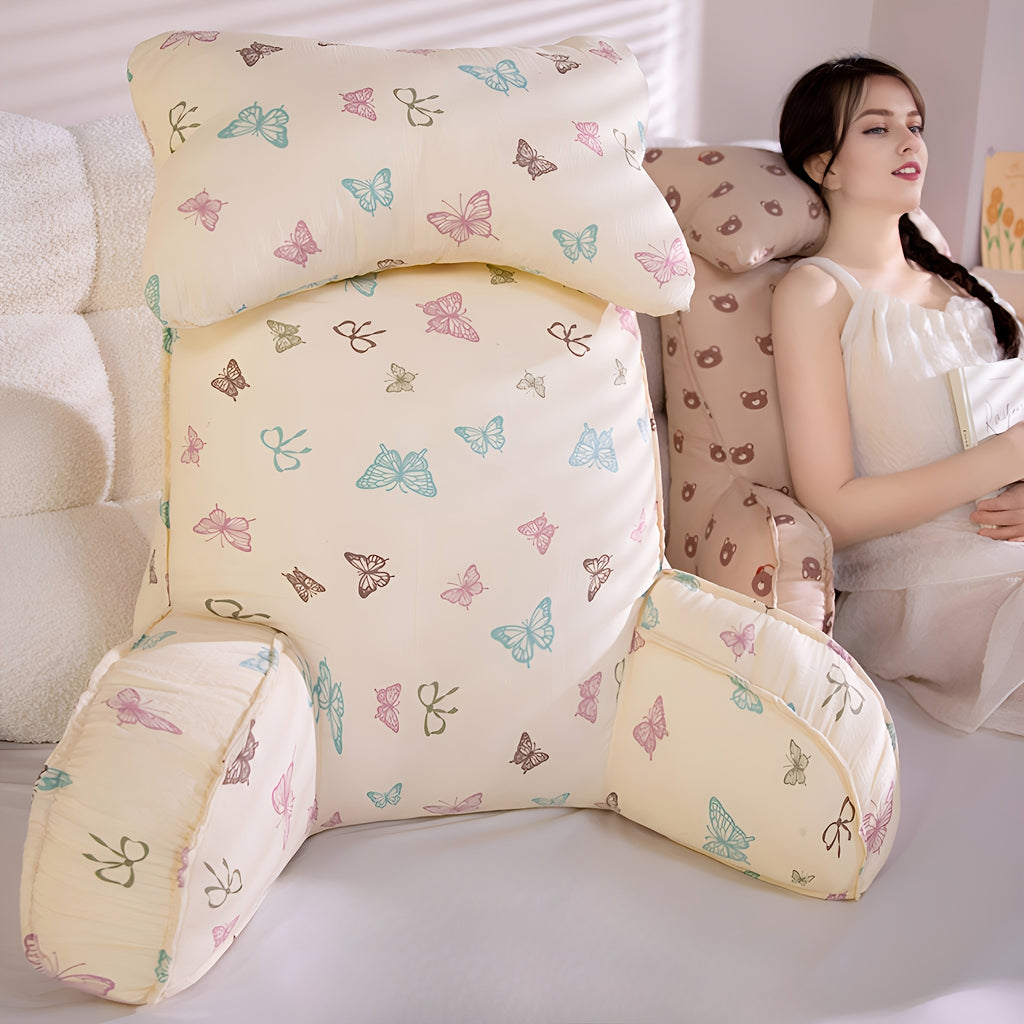 Oversized Soft Lumbar Support Cushion - Tall Backrest for Bed, Couch, Office Seat, Dorm Room, Comfortable Back Support with Plush Fur Pillows