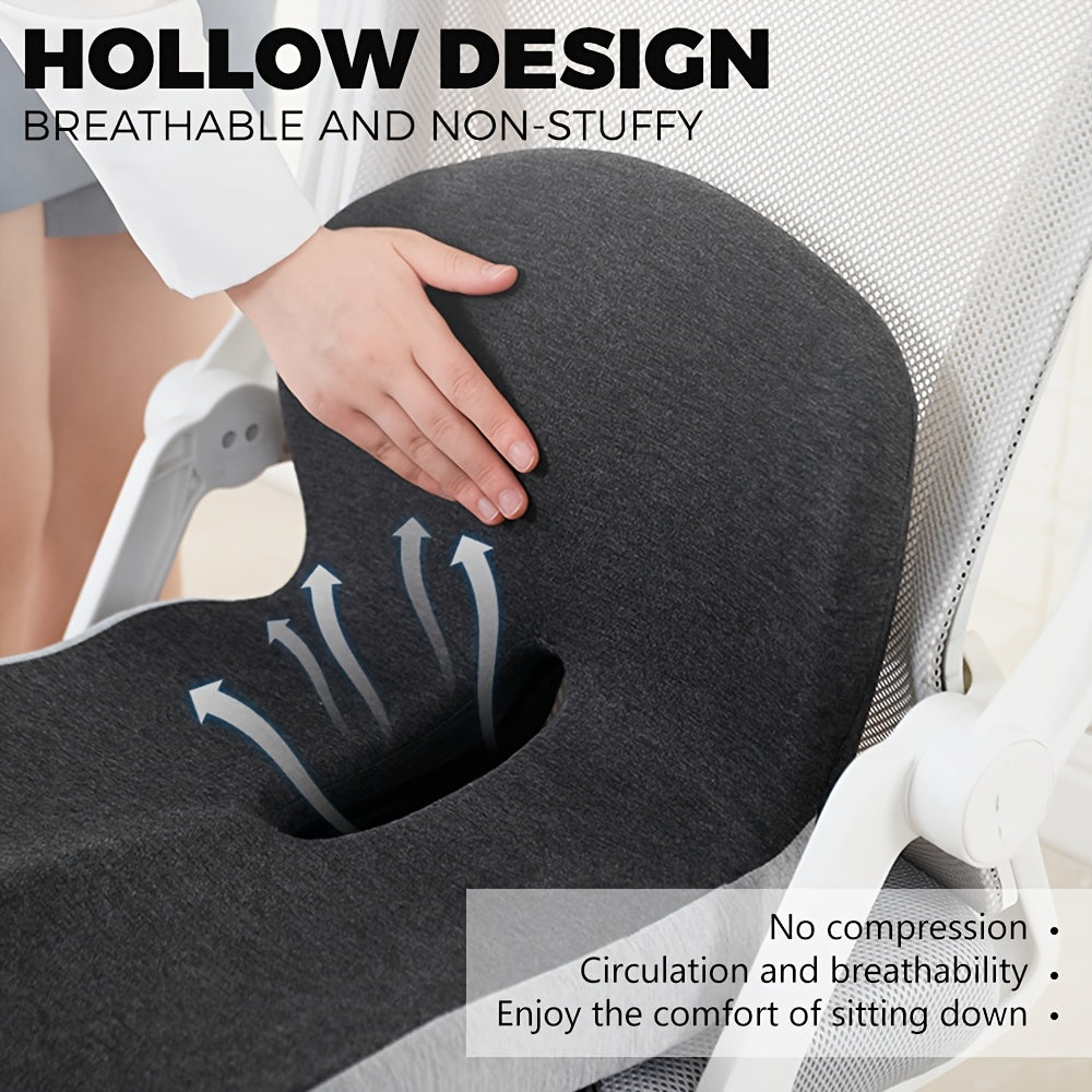 1pc Memory Foam Cushion Backrest Pad, Ergonomic Lumbar Support Cushion With Core - Posture-Correcting Backrest Pillow, Durable & Washable Cushion For Long Sitting, Driving And Desk Work
