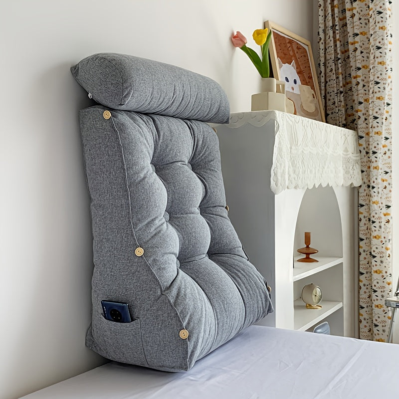 Ergonomic Arc Lumbar Support Pillow - Blue 100% Polyester Machine-Washable Cushion for Bed, Chair & Posture Correction, Multi-Use Home Office & Bedroom Back Relief