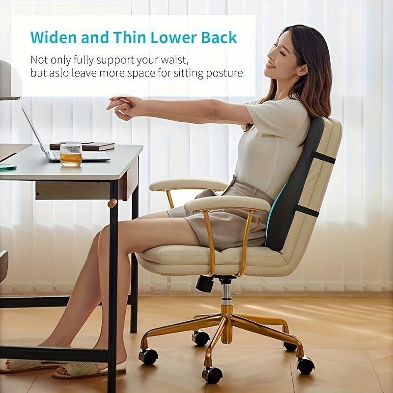 High back support pillow for office chair, fully support the entire back, relieve and comfort - Memory sponge waist support pillow for office chair, computer, recliner.