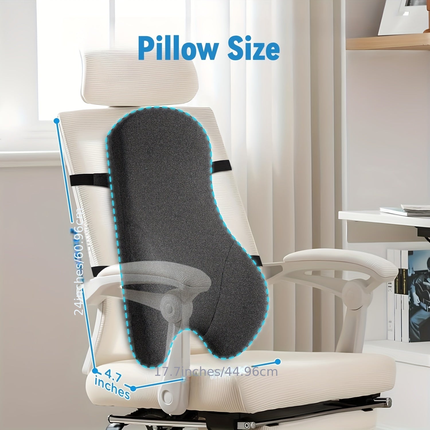 Lumbar Support Pillow for Office Chair Long Back Support Pillow for Comfort, Back Pain Relief Promotes Posture- Memory Foam Back Cushion for Gaiming Chair, Recliner