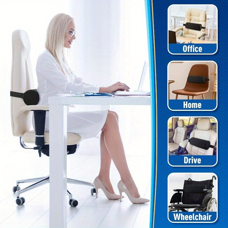 Ergonomic Lumbar Roll Pillow for Office Chair, Car & Gaming Chair - Posture Support Cushion with Washable Cover, Back Relief & Improved Posture, Durable Non- Fabric, Purple, Backrest Pillow, Posture Improvement, Sleek Design, Comfortable Fit, Posture