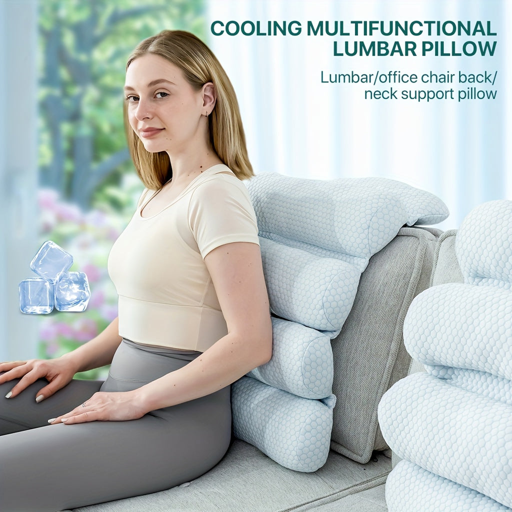 Adjustable Cooling Lumbar Support Pillow for Office Chair & Car Seat - Breathable 100% Polyester, Machine Washable with Polka Dot Design, Promotes Better Posture & Lower Back