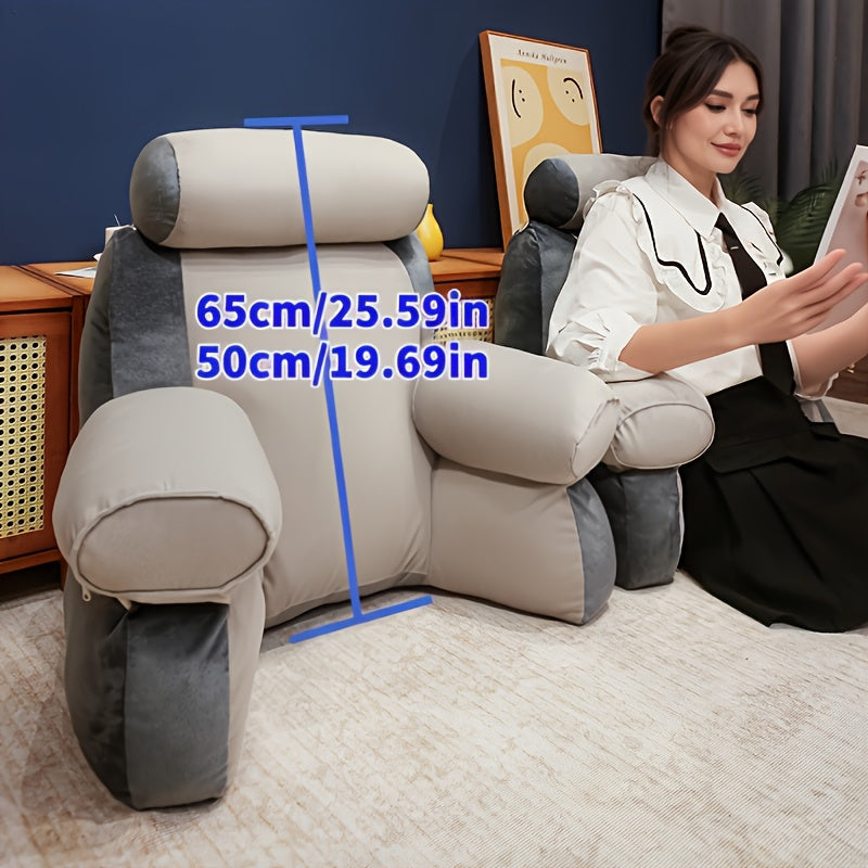 1pc Extra Tall Lumbar Support Cushion - with Removable Cover, for Sofa, Bed, Office Chair - Posture-Correcting Back Pillow with Zipper Closure - Home & Workspace Ergonomic Seat Cushion, Cushion for Sitting, Reading Companion, Modern Geometric Pattern,
