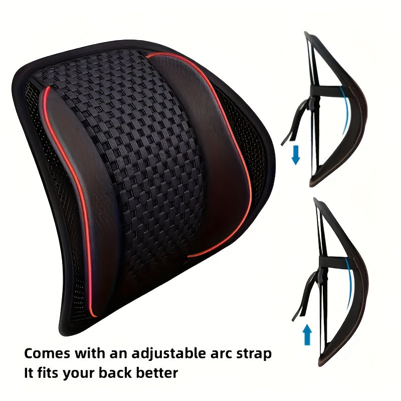 Breathable Lumbar Pillow - Ergonomic Back Cushion with Adjustable Lumbar Support, Posture Correction & Spinal Alignment - Lightweight Office Chair & Car Seat Pillow for Long Drives, Work, Home - No-Fill Design, Durable Polyester Mesh - Ideal for Drivers,