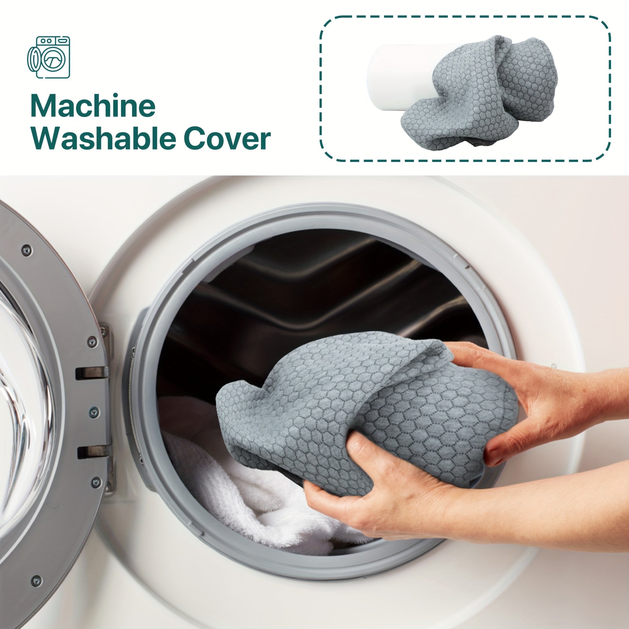 1pc TEXSTEAD Ergonomic Lumbar Support Pillow with Removable Cover & Elastic Strap – Medium Firm Foam Cylinder Bolster for Neck, Back, and Seat Relief – Ideal for Office, Car, and Home Use, Backrest Pillow, Posture Improvement, Contoured Design, Machine