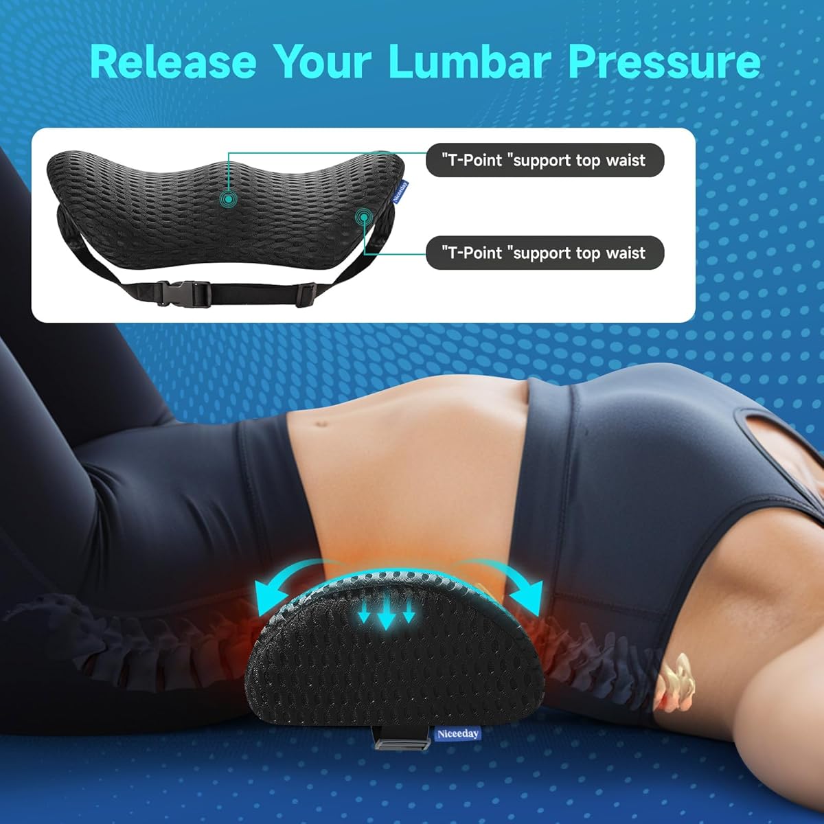 Ergonomic Lumbar Support Pillow for Office Chair & Car Back Support - Cushion with Adjustable Straps, Lower Back Relief, Black, Hand Wash Only, Ideal for Gaming & Desk Chairs, Backrest Pillow, Comfortable Seating, Contoured Design, Durable Construction