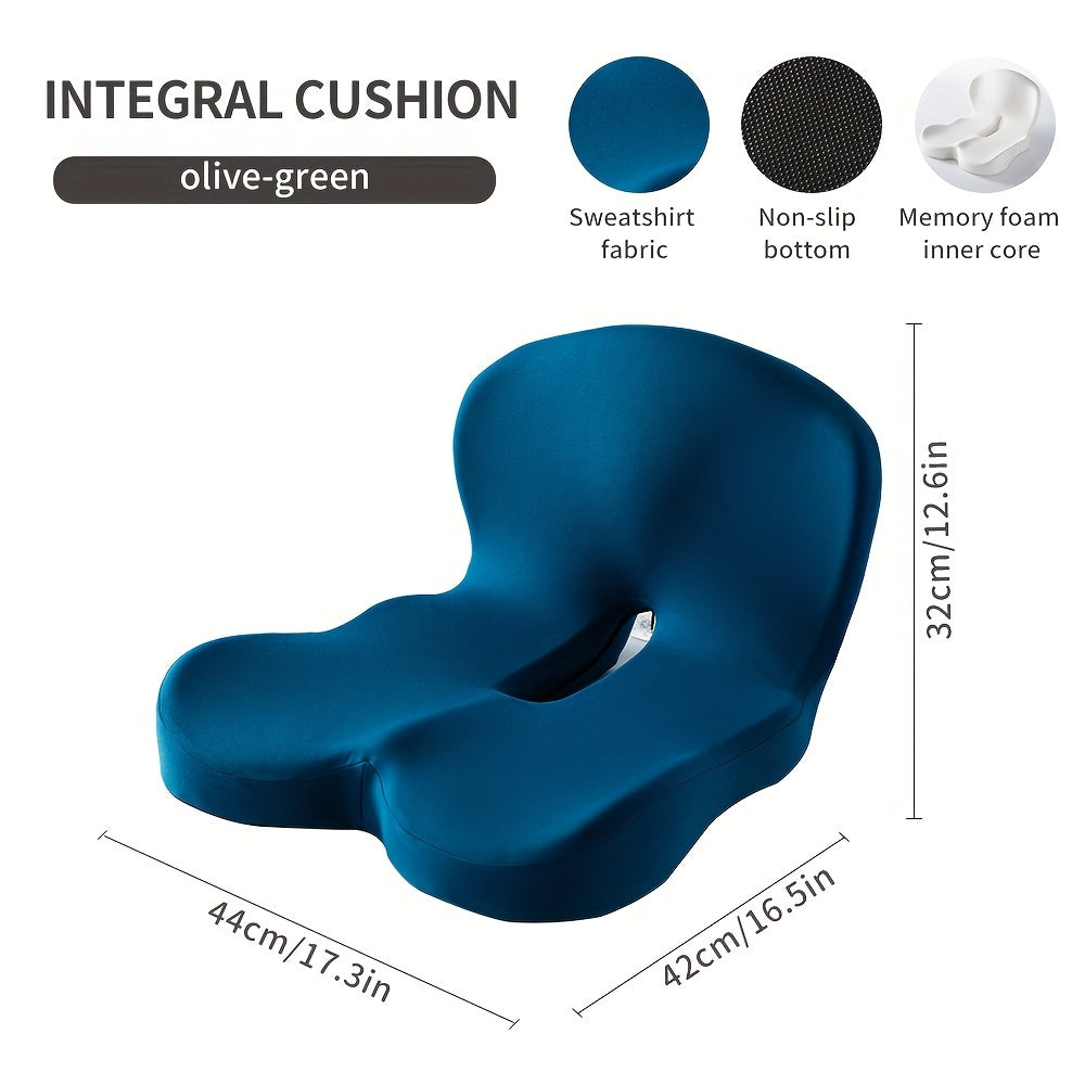 Ergonomic Seat Cushion with Backrest – Soft, Supportive, and Washable Office Chair Pad for Hip and Waist Comfort, Ideal for Long Sitting, Car Driving, and Desk Work, Modern Design, Breathable Polyester Fabric, Integrated Cushion for Hips and Waist