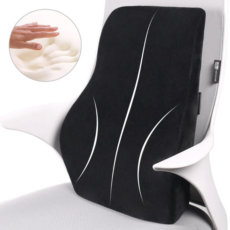 Ergonomic Lumbar Support for Car & Office Seats - Slow Rebound Posture Corrector with Breathable Mesh, Black, Hand Wash Only, Back Rest for Long Sitting, Contoured Design, Polyester Fabric