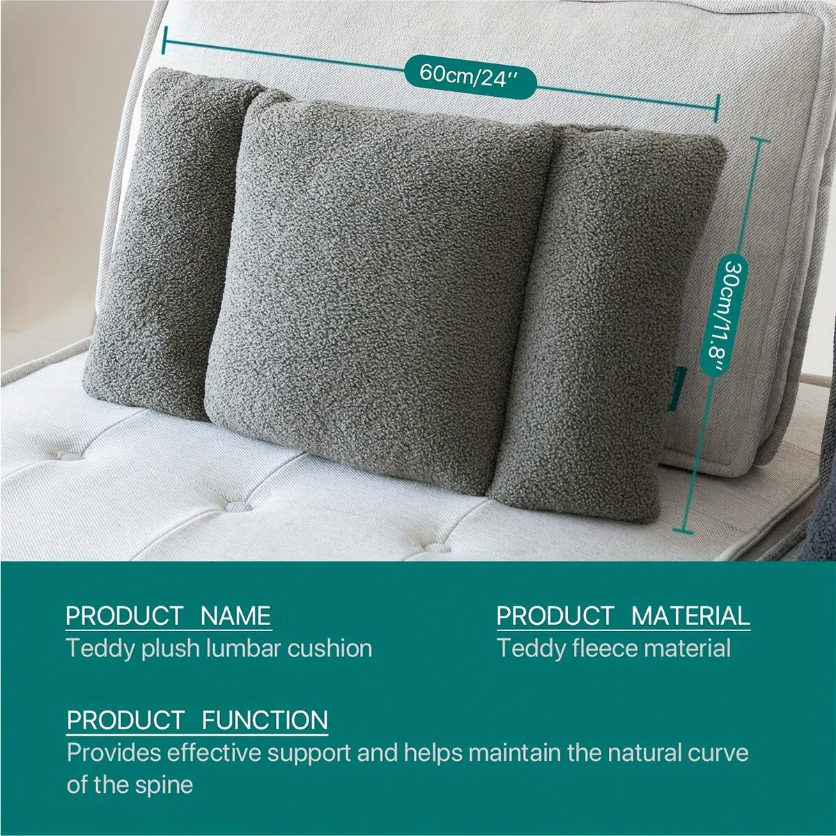 1pc, Fleece Lumbar Support Pillow 3 Section Back Pillow Office Chair Pillow for Back Support Comfortable Lumbar Support Waist for Car Seat Low Back Sofa Rest