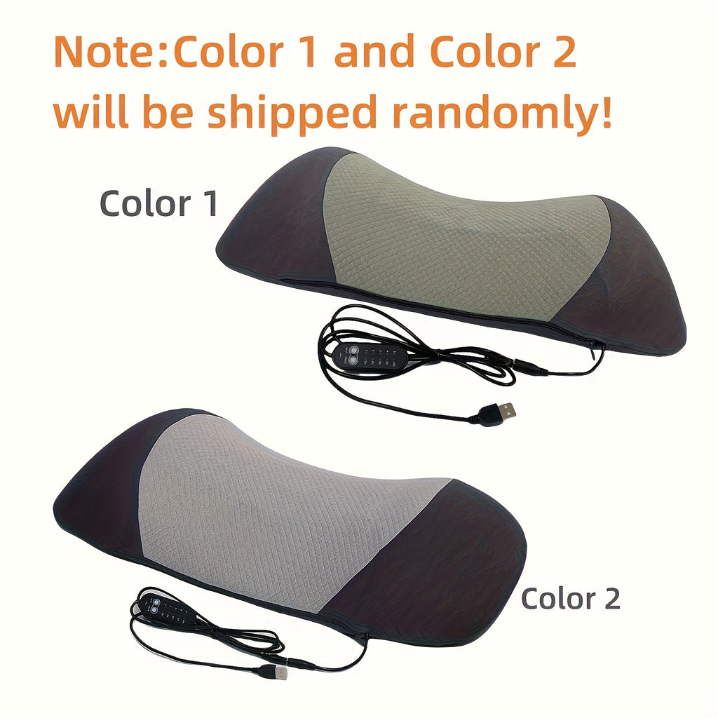 USB-Powered Heated Lumbar Support Pillow with 5 Adjustable Temperature Settings & Timer, Ergonomic Back for Office Chairs, Cars, and Home Use - Gray, Backrest Pillow