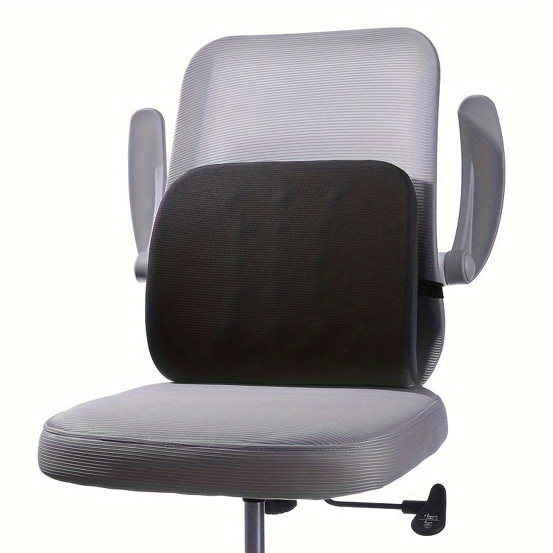 Ergonomic Memory Foam Lumbar Support Cushion for Office Chairs and Car Seats - Soft, Adjustable, Removable Cover, Grey/Pink/Green/Black, Knit Polyester Fabric, Lightweight & Compressible Design, Chair Cushion